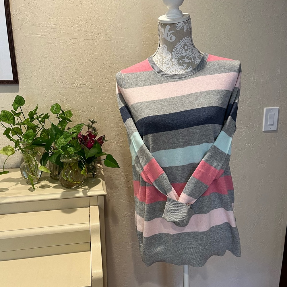 Striped cotton crew neck sweater